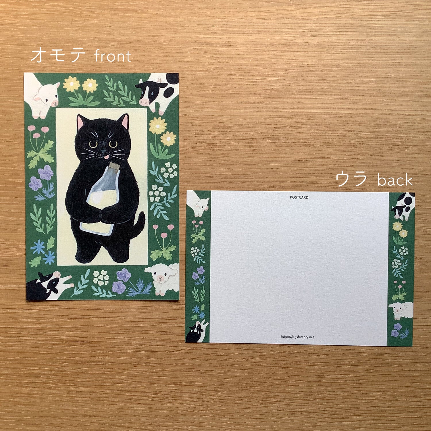 4Legs Postcard: Black Cat and Milk