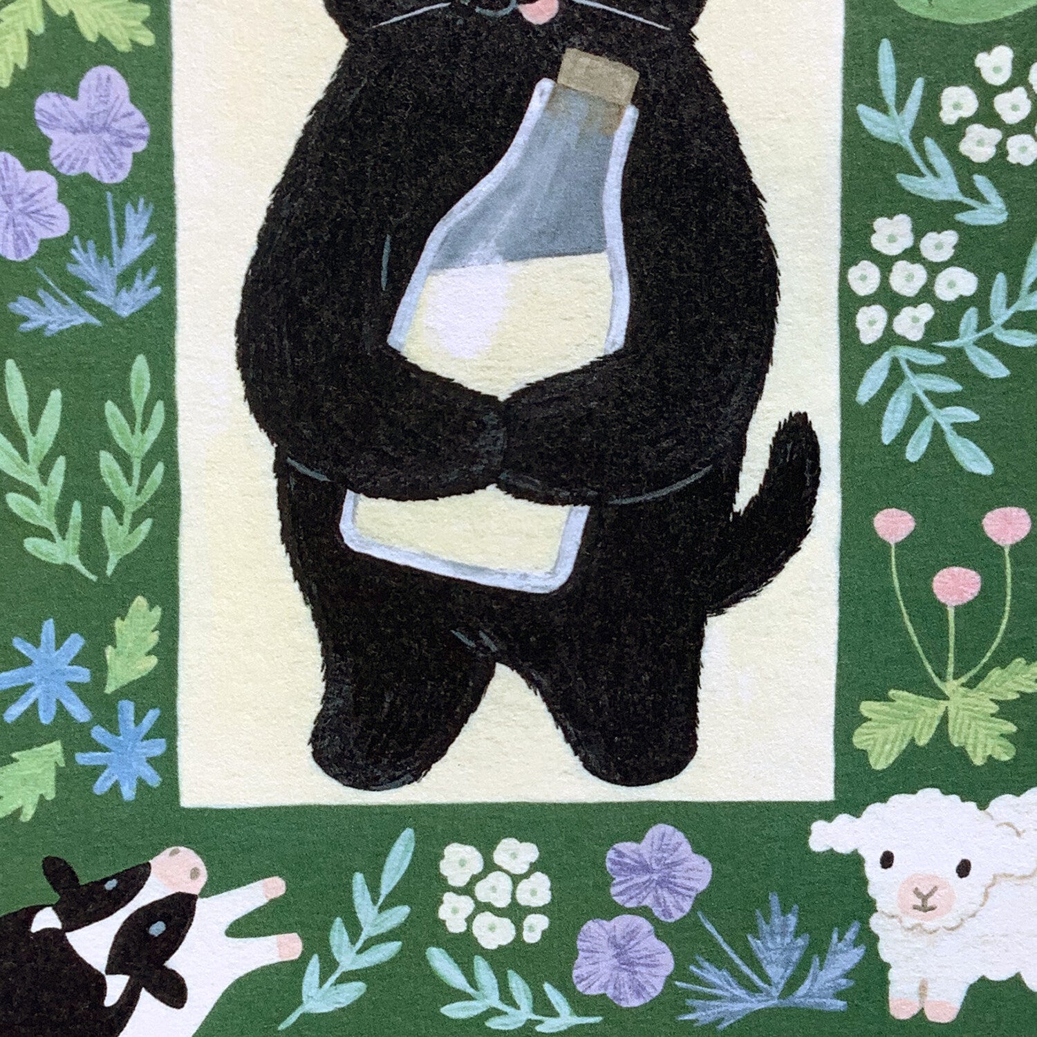 4Legs Postcard: Black Cat and Milk