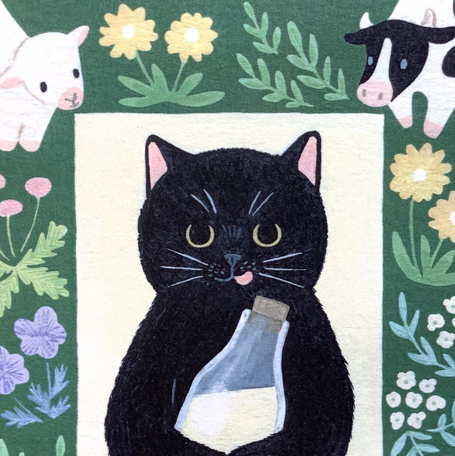 4Legs Postcard: Black Cat and Milk