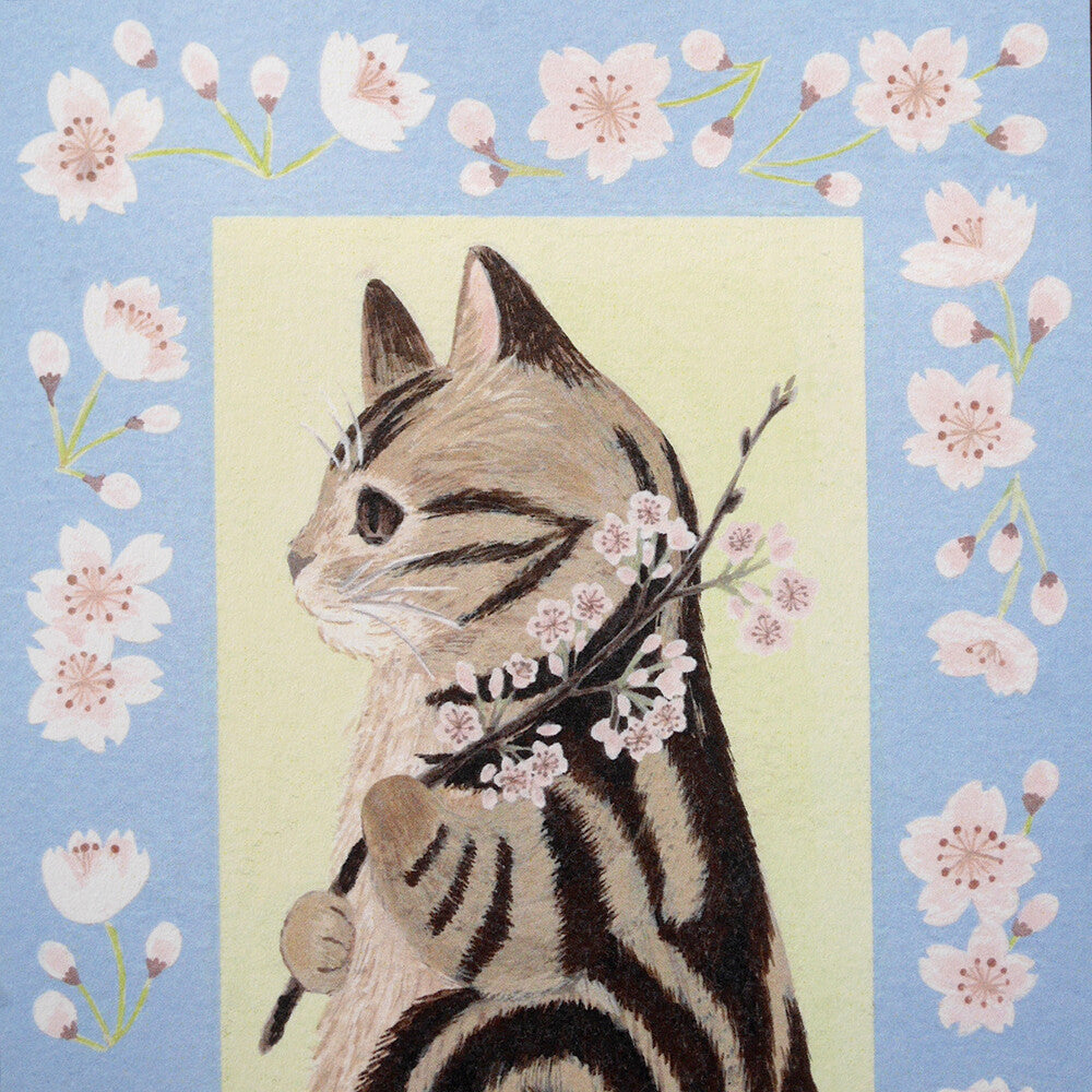 4Legs Postcard: Cat and Cherry Blossom