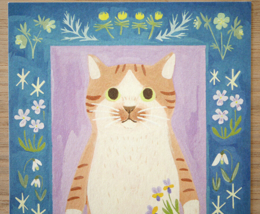 4Legs Postcard: Orange Cat with White Socks