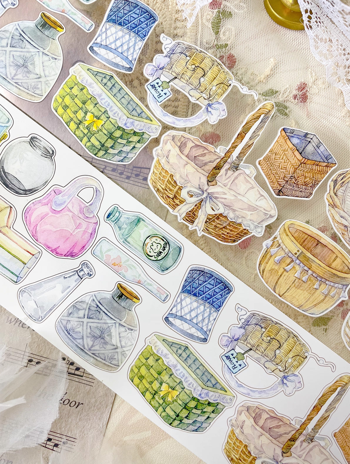 BCJ Sticker Tape: Flower Vase and Basket