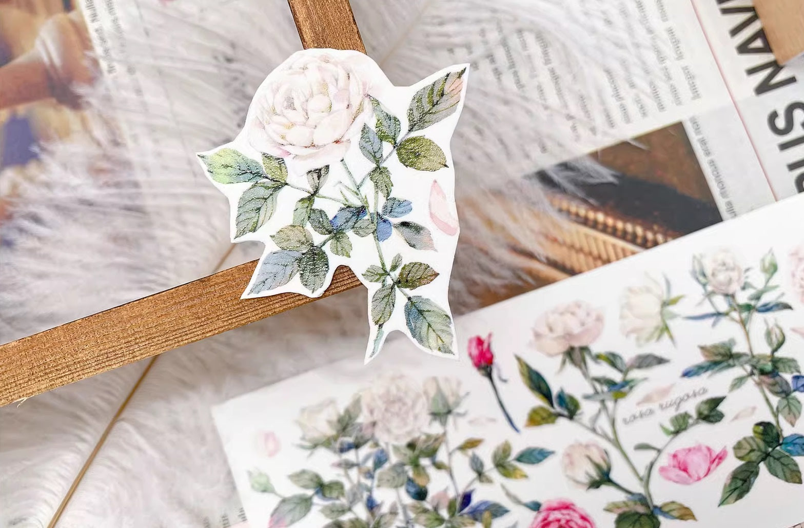 BCJ Masking Tape: White Roses