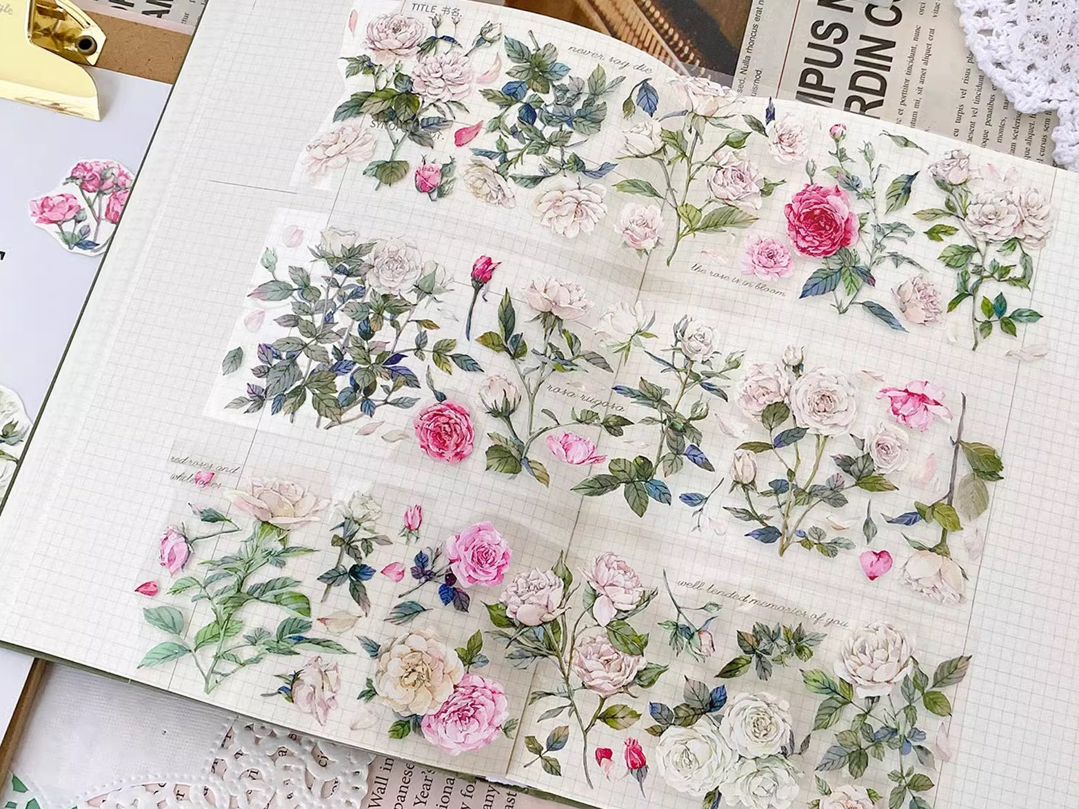 BCJ Masking Tape: White Roses