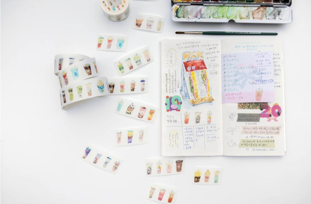Bieguan Washi Tape: 54 Cups of Milk Tea