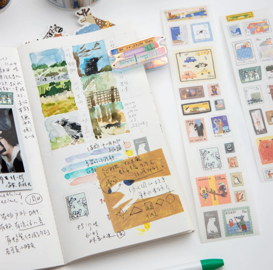 Bieguan Washi Tape: Animal Stamps