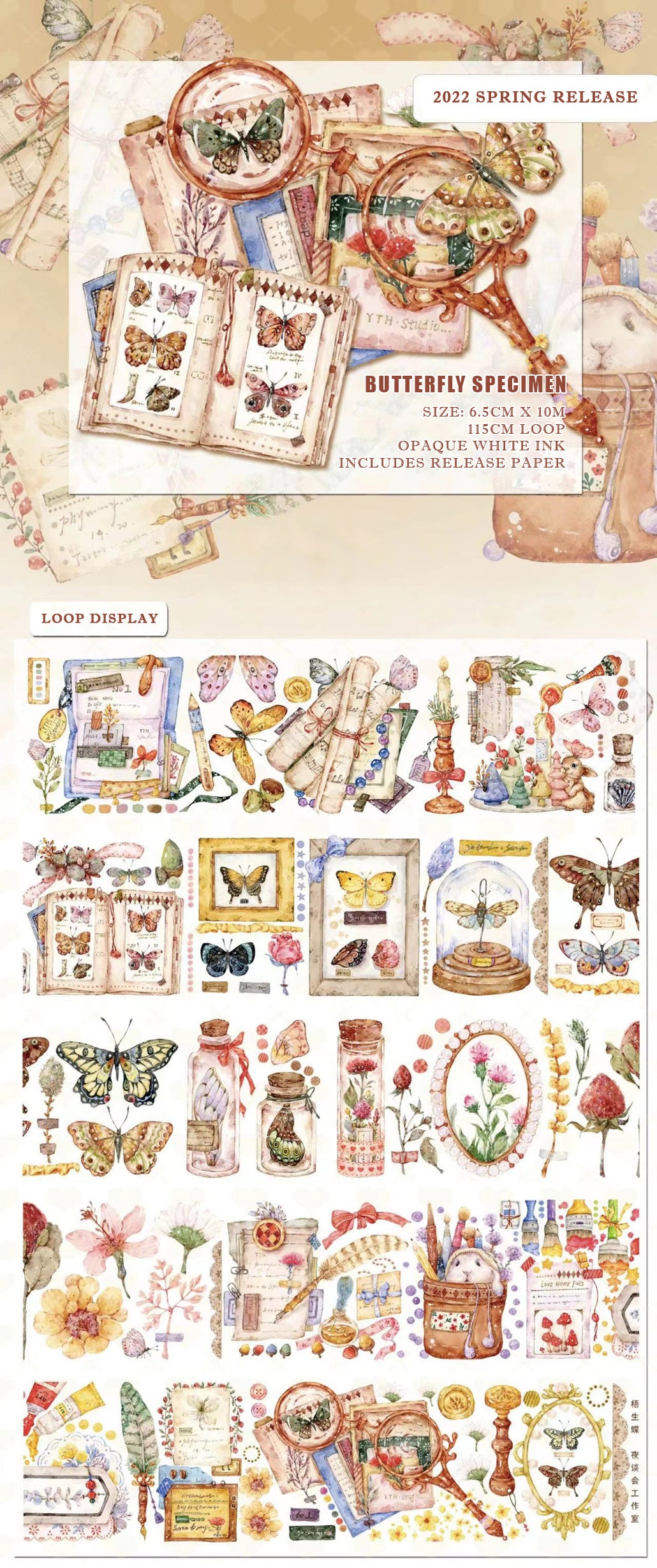 Butterfly Specimen Masking Tape