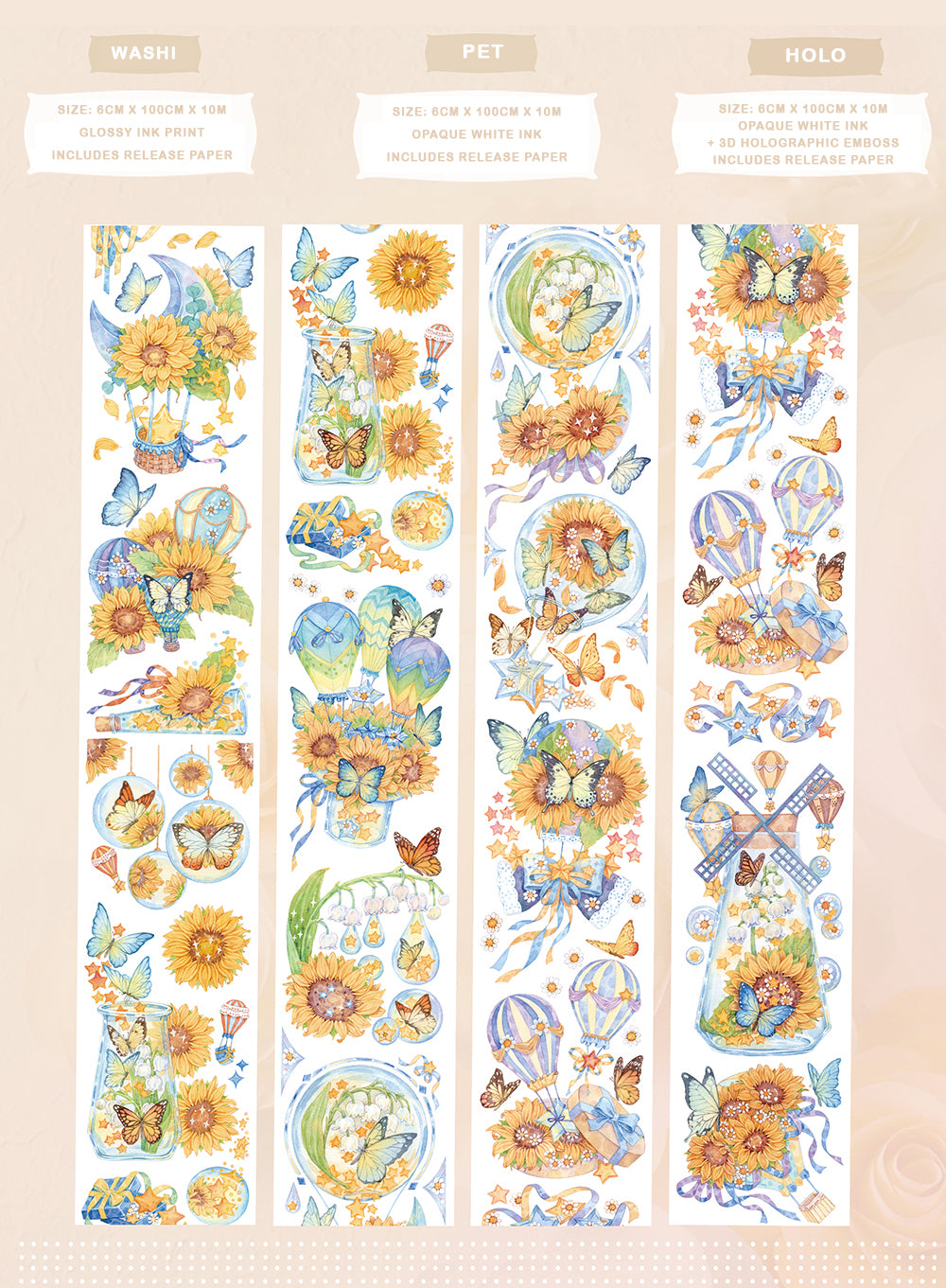 Candy Gem Masking Tape: Sunflowers at Sunrise