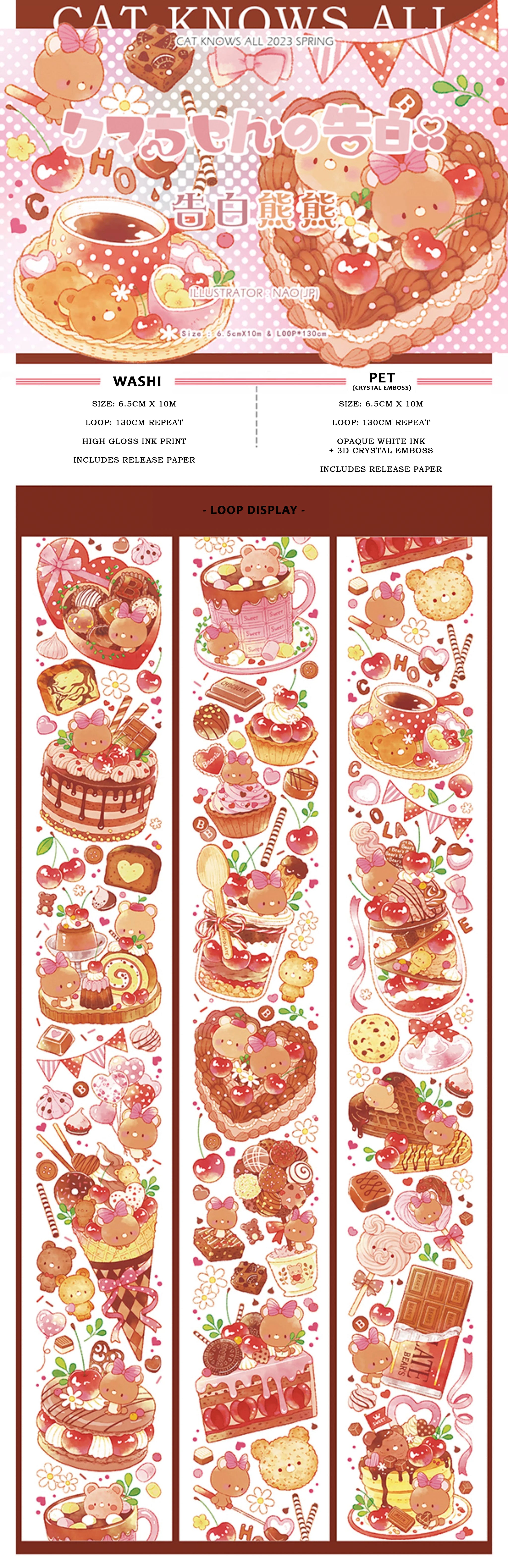 Cat Knows All Masking Tape: Valentine Bear