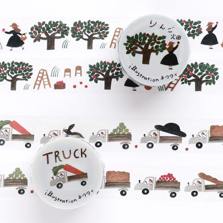Necktie x Cozyca PET Tape: Truck and Apple Orchid