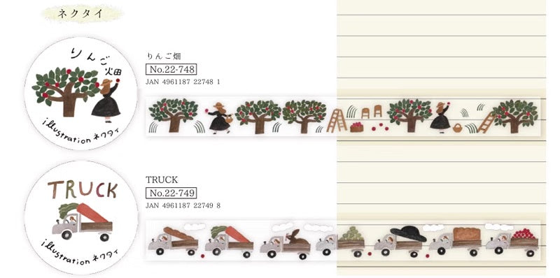 Necktie x Cozyca PET Tape: Truck and Apple Orchid