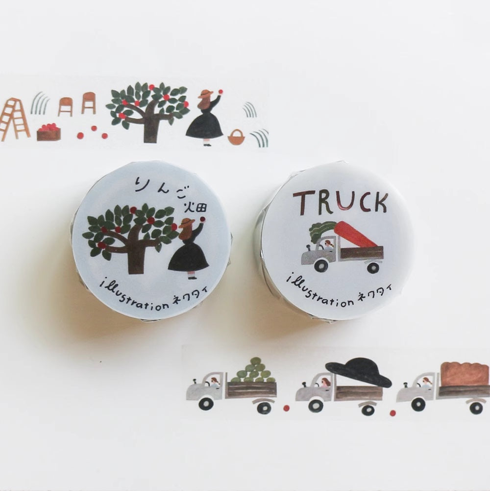Necktie x Cozyca PET Tape: Truck and Apple Orchid