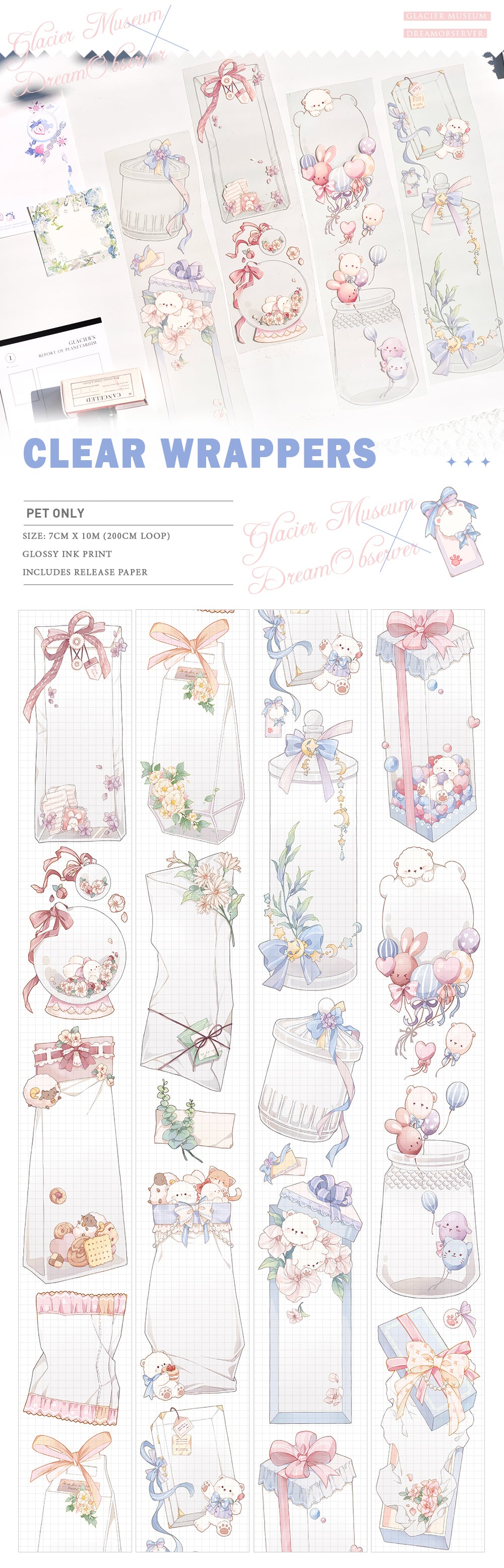 Glacier Museum Masking Tape: Clear Wrappers