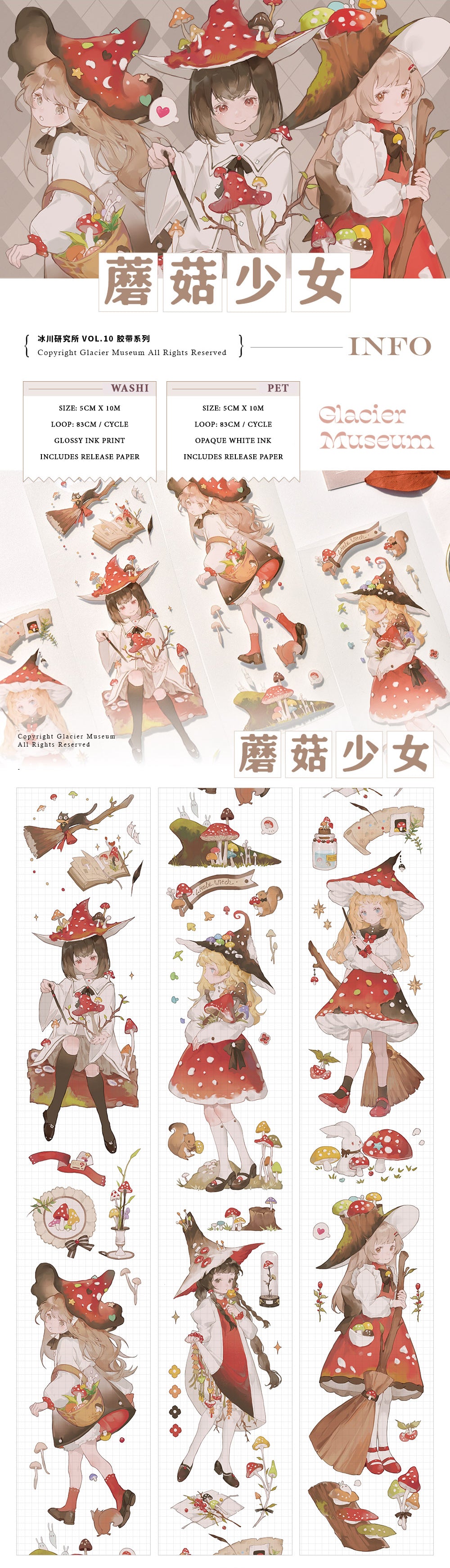 Glacier Museum Masking Tape: Mushroom Girls