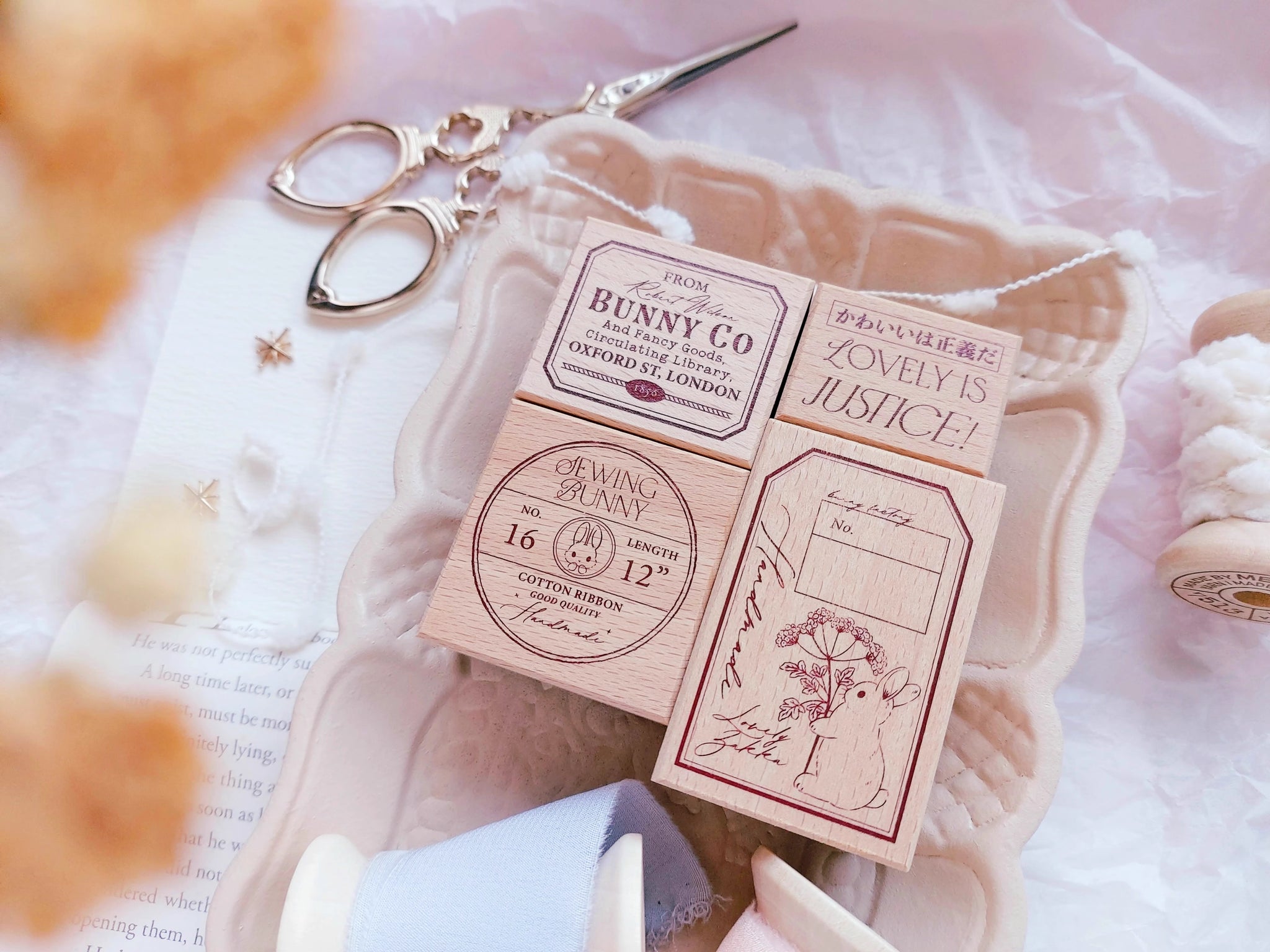 Kumayankee Stamp: Sewing Bunny