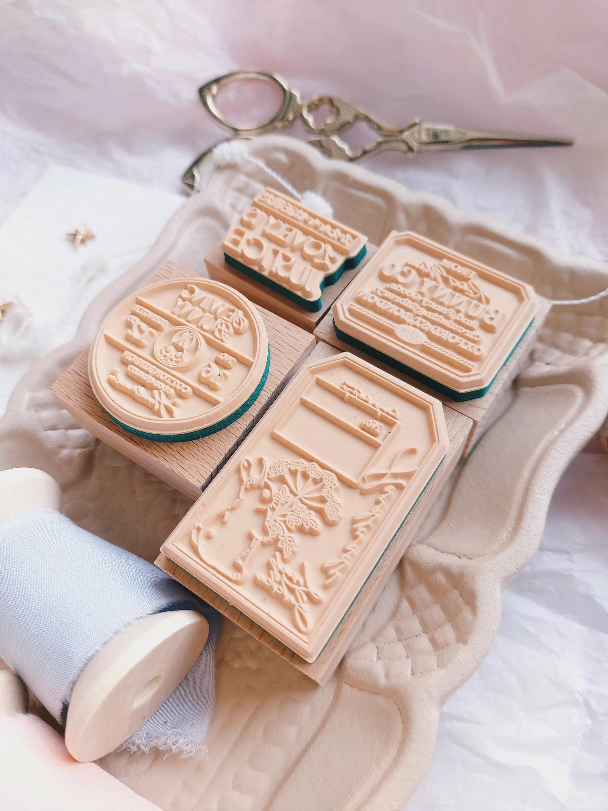 Kumayankee Stamp: Sewing Bunny