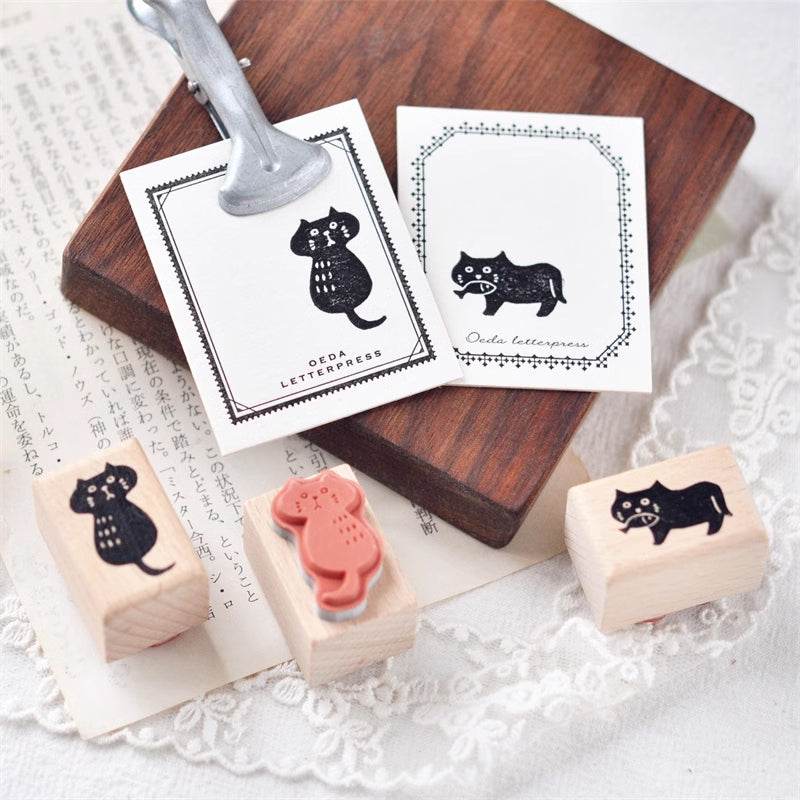 Maru Stationery: Black Kitty Rubber Stamp