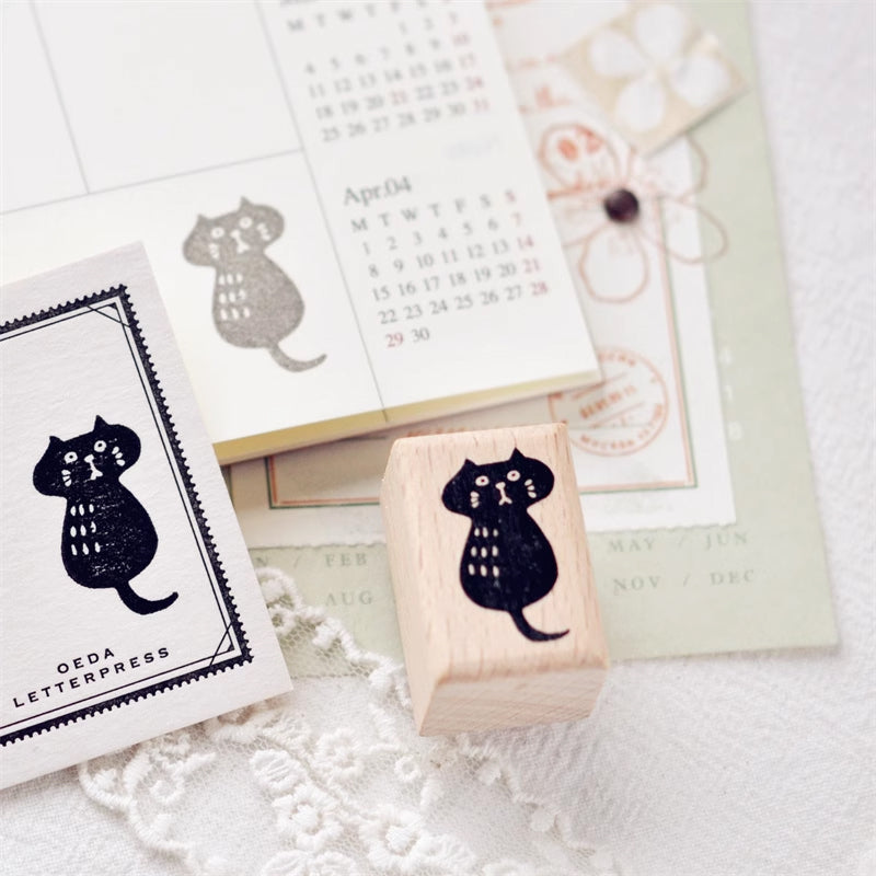 Maru Stationery: Black Kitty Rubber Stamp