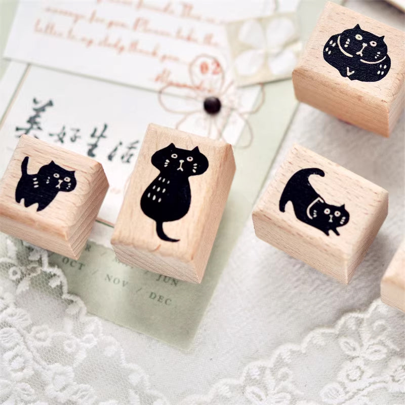 Maru Stationery: Black Kitty Rubber Stamp