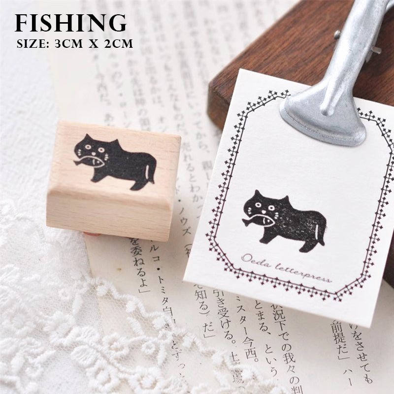 Maru Stationery: Black Kitty Rubber Stamp
