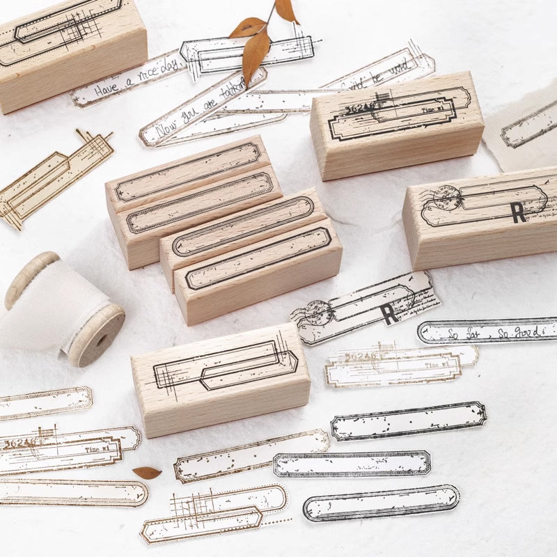 Mottled Rectangular Frames Rubber Stamps