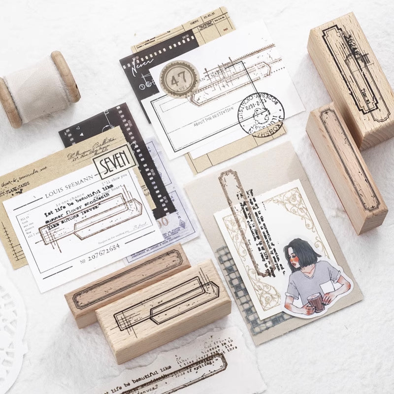 Mottled Rectangular Frames Rubber Stamps