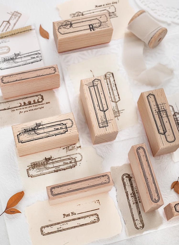 Mottled Rectangular Frames Rubber Stamps