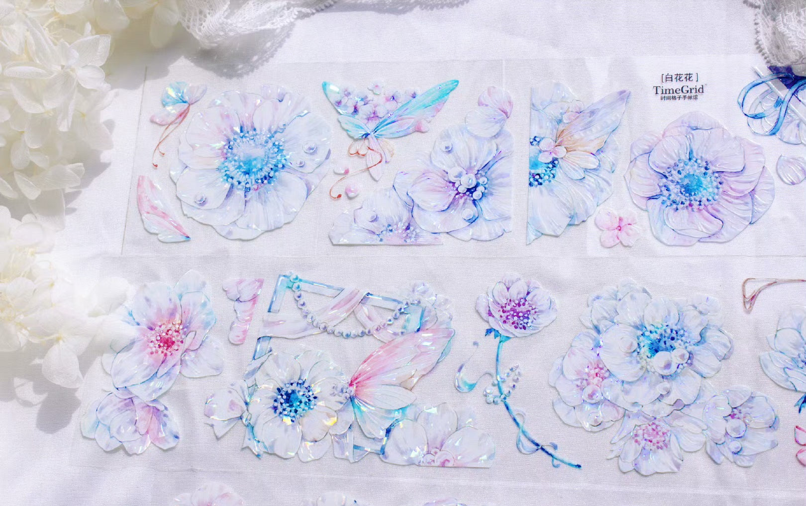 Timegrid Masking Tape: White Flower