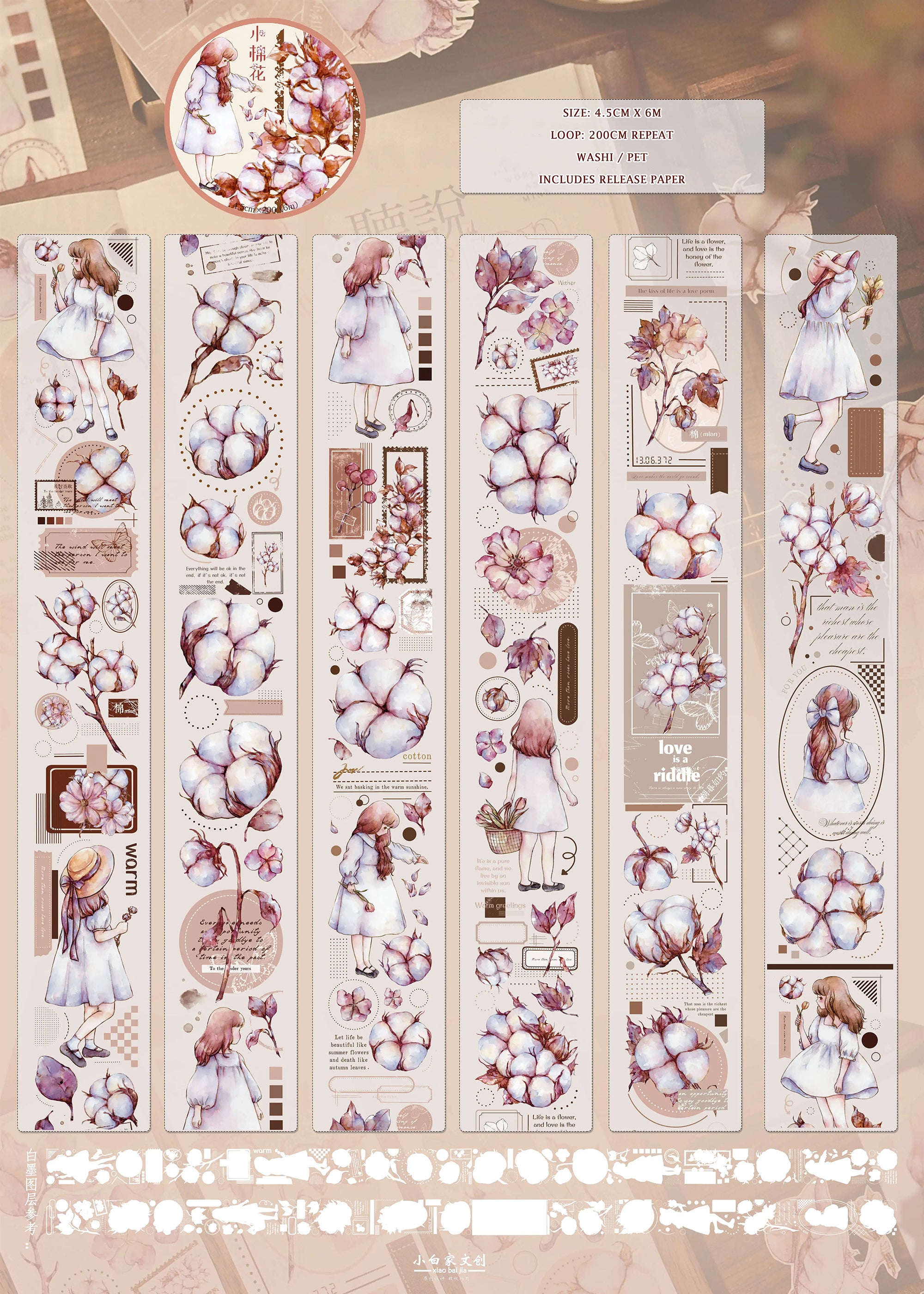 Xiaobai's House Masking Tape: Cotton