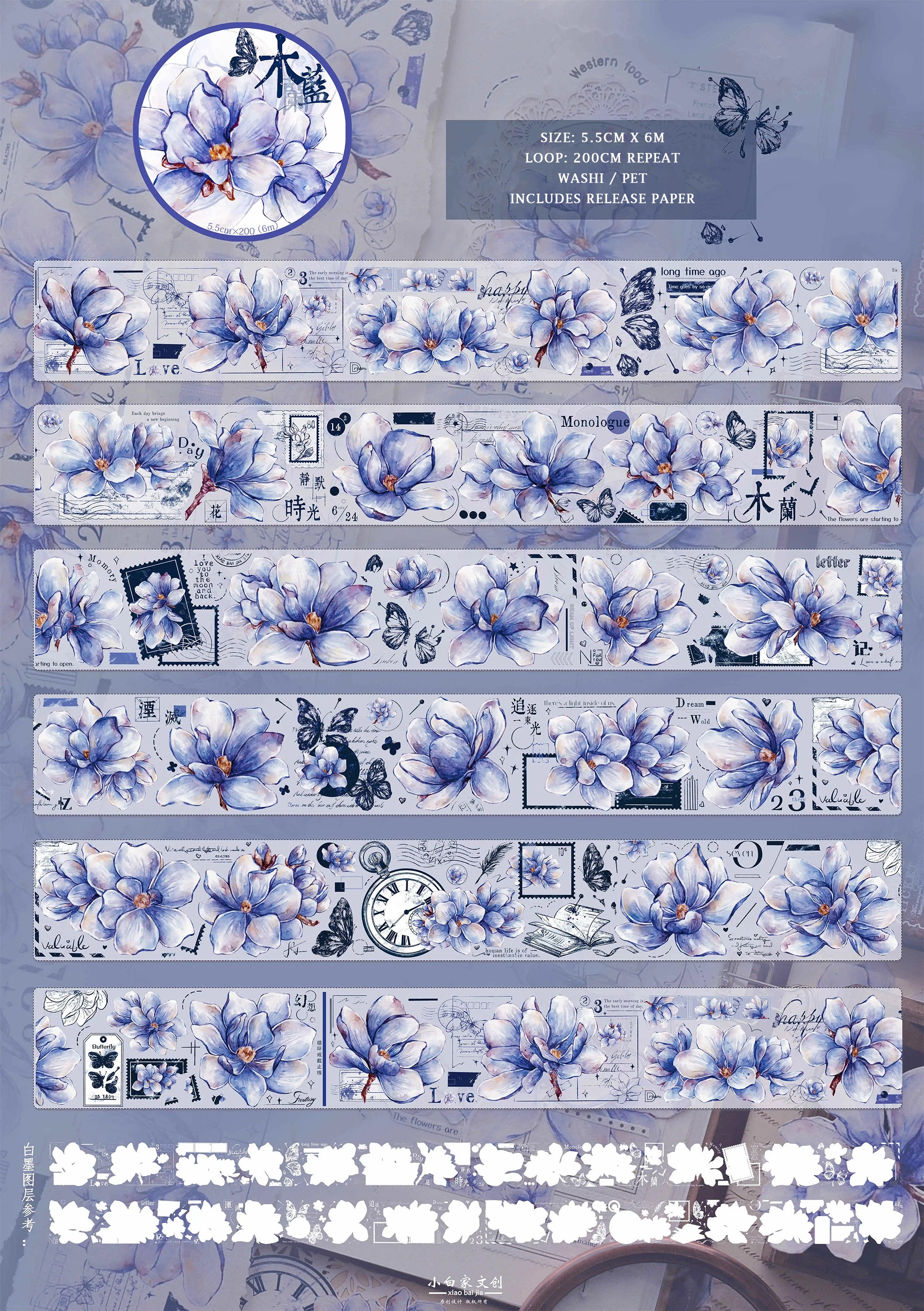 Xiaobai's House Masking Tape: Indigo