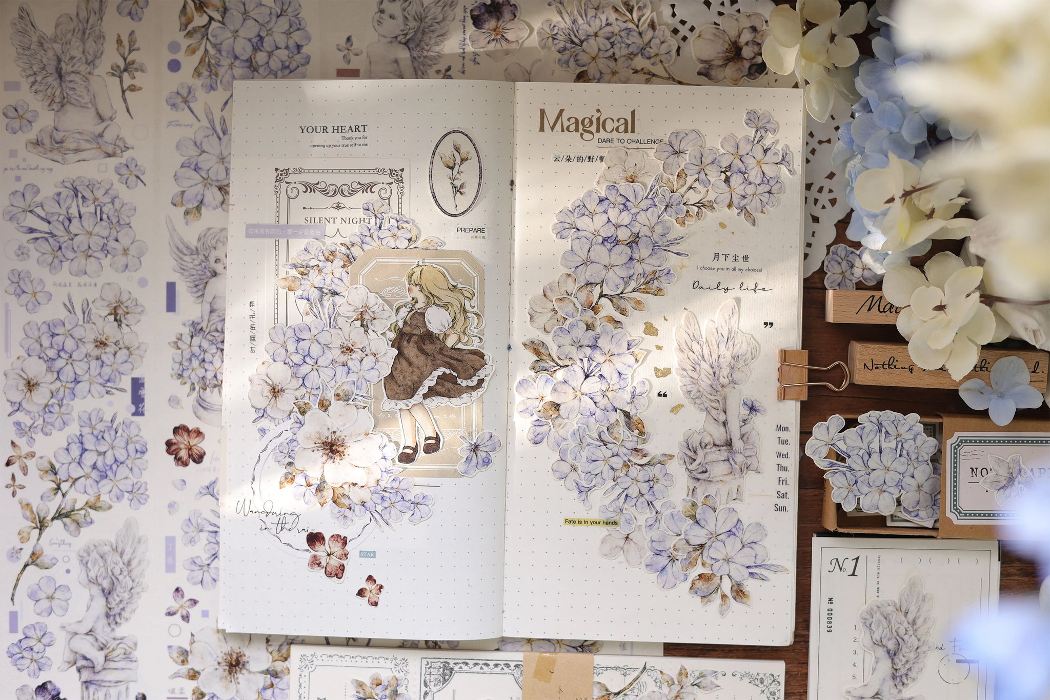 Xiaobai's House Masking Tape: Blue Snow Flowers