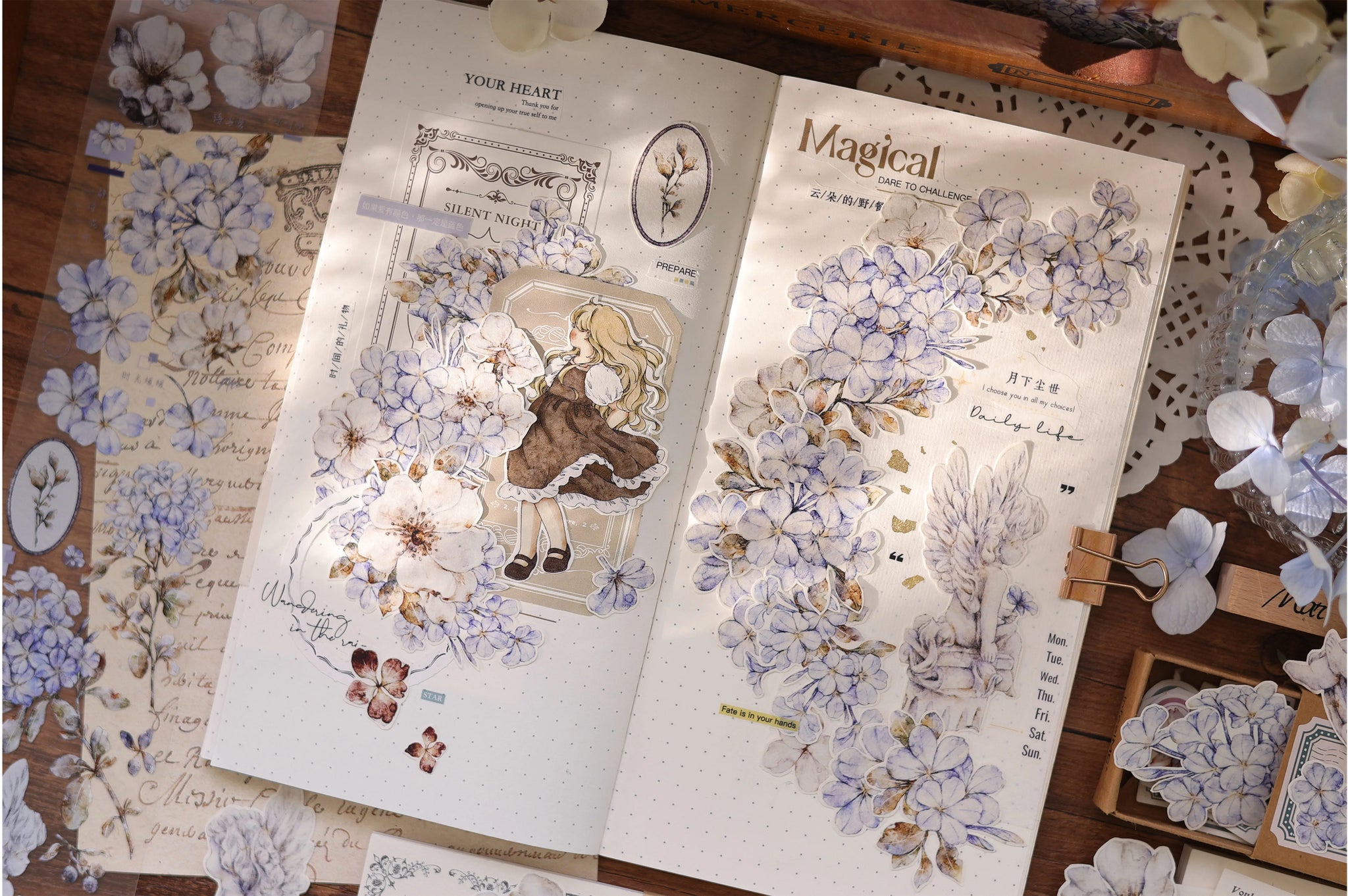 Xiaobai's House Masking Tape: Blue Snow Flowers