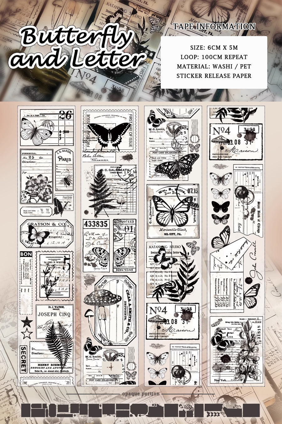 Yier Masking Tape: Butterfly and Letter