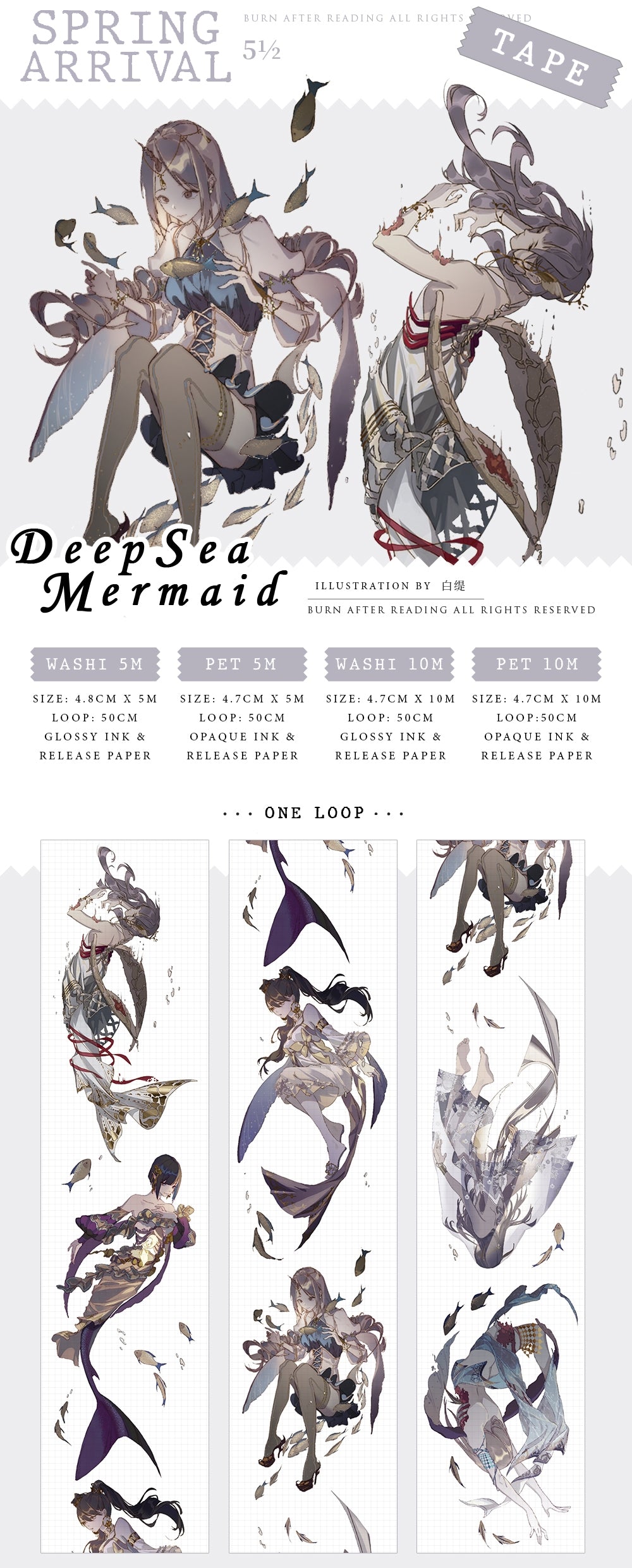 Burn After Reading: Deep Sea Mermaid Masking Tape