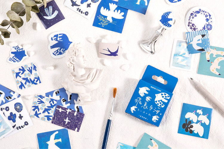 Blue Birds Box Sticker Set