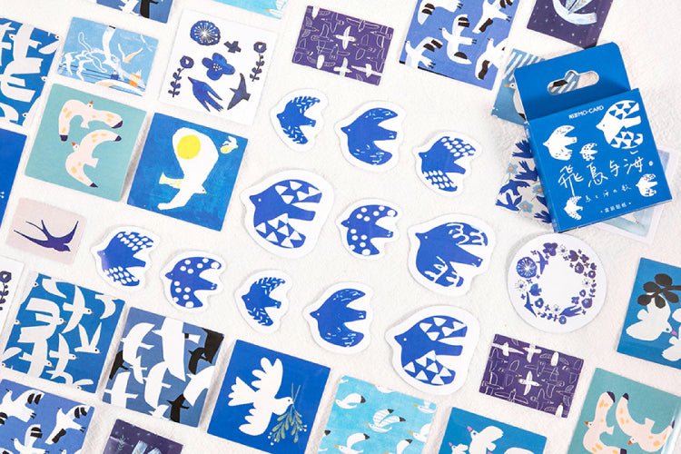 Blue Birds Box Sticker Set