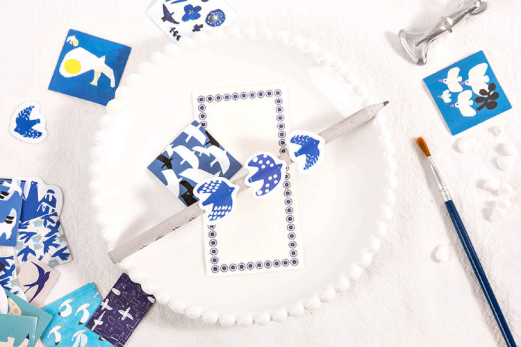 Blue Birds Box Sticker Set