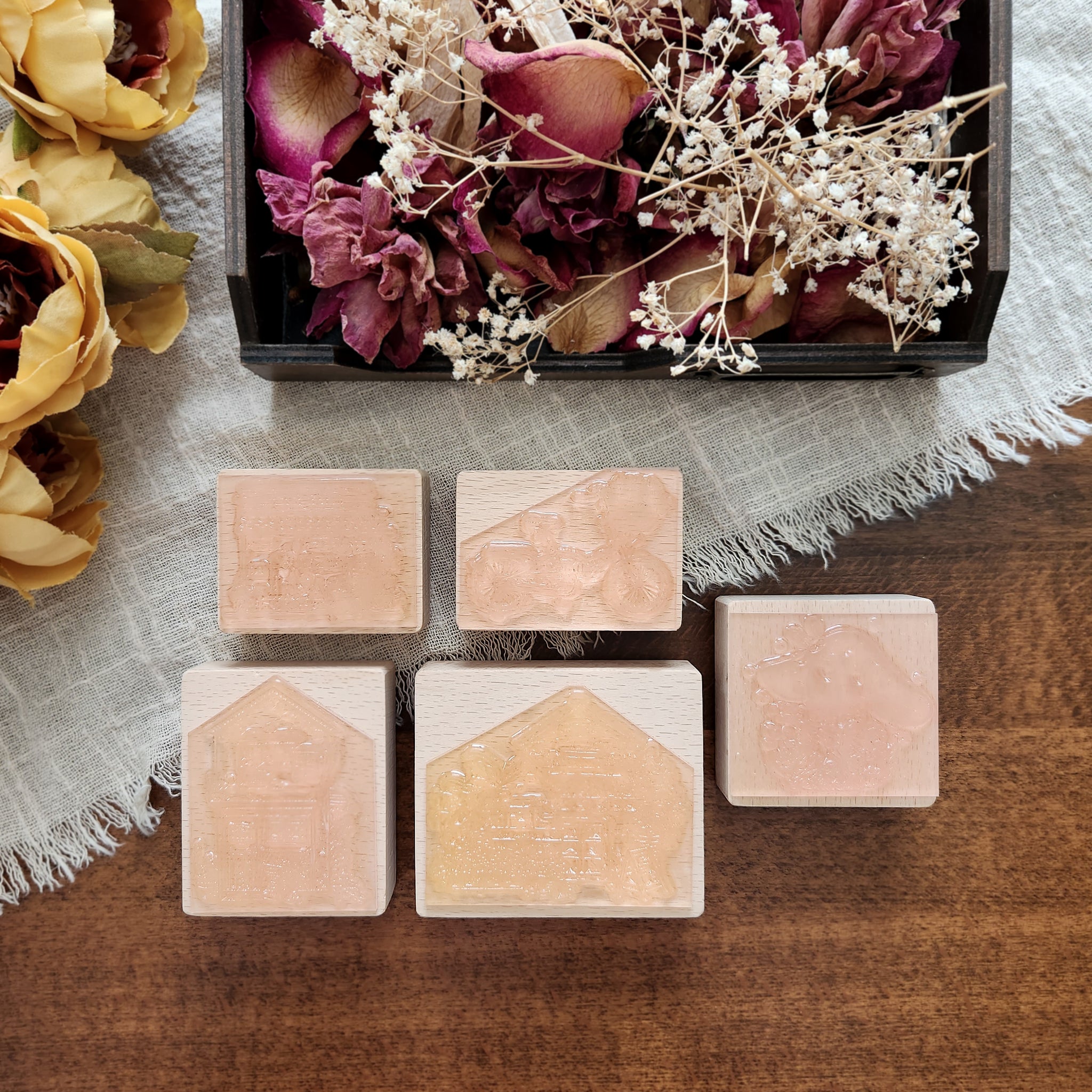 Neighborhood Wood Mounted Stamps