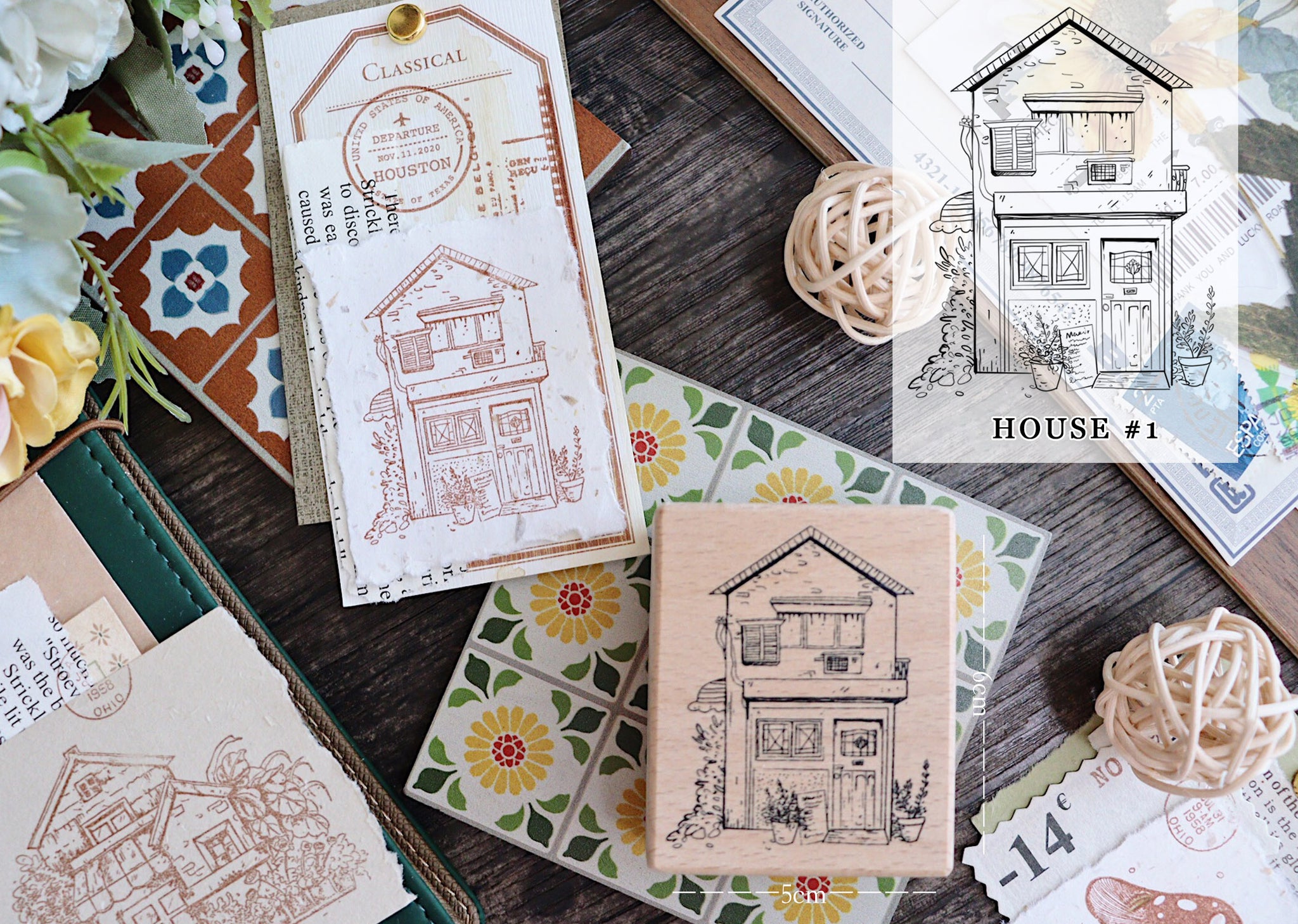 Neighborhood Wood Mounted Stamps