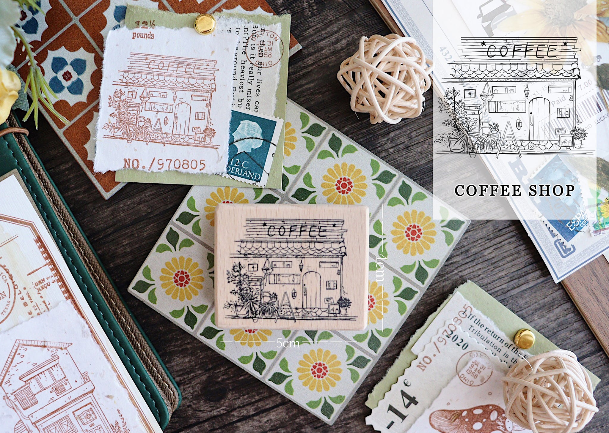 Neighborhood Wood Mounted Stamps