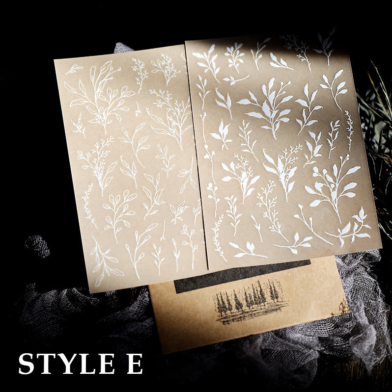 Botanical and Vintage Themed Rub On Stickers