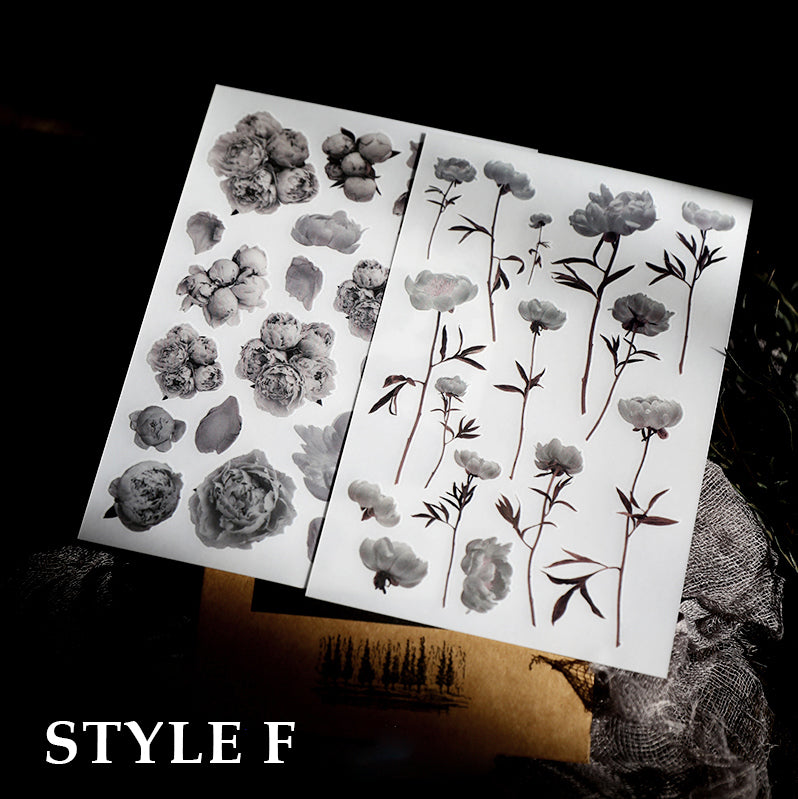 Botanical and Vintage Themed Rub On Stickers
