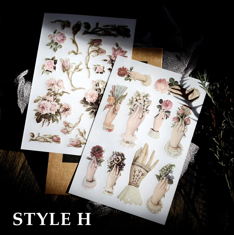 Botanical and Vintage Themed Rub On Stickers