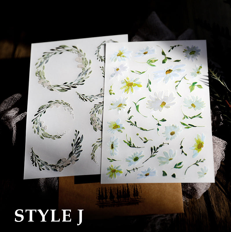 Botanical and Vintage Themed Rub On Stickers