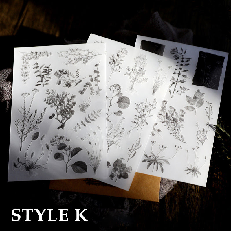 Botanical and Vintage Themed Rub On Stickers