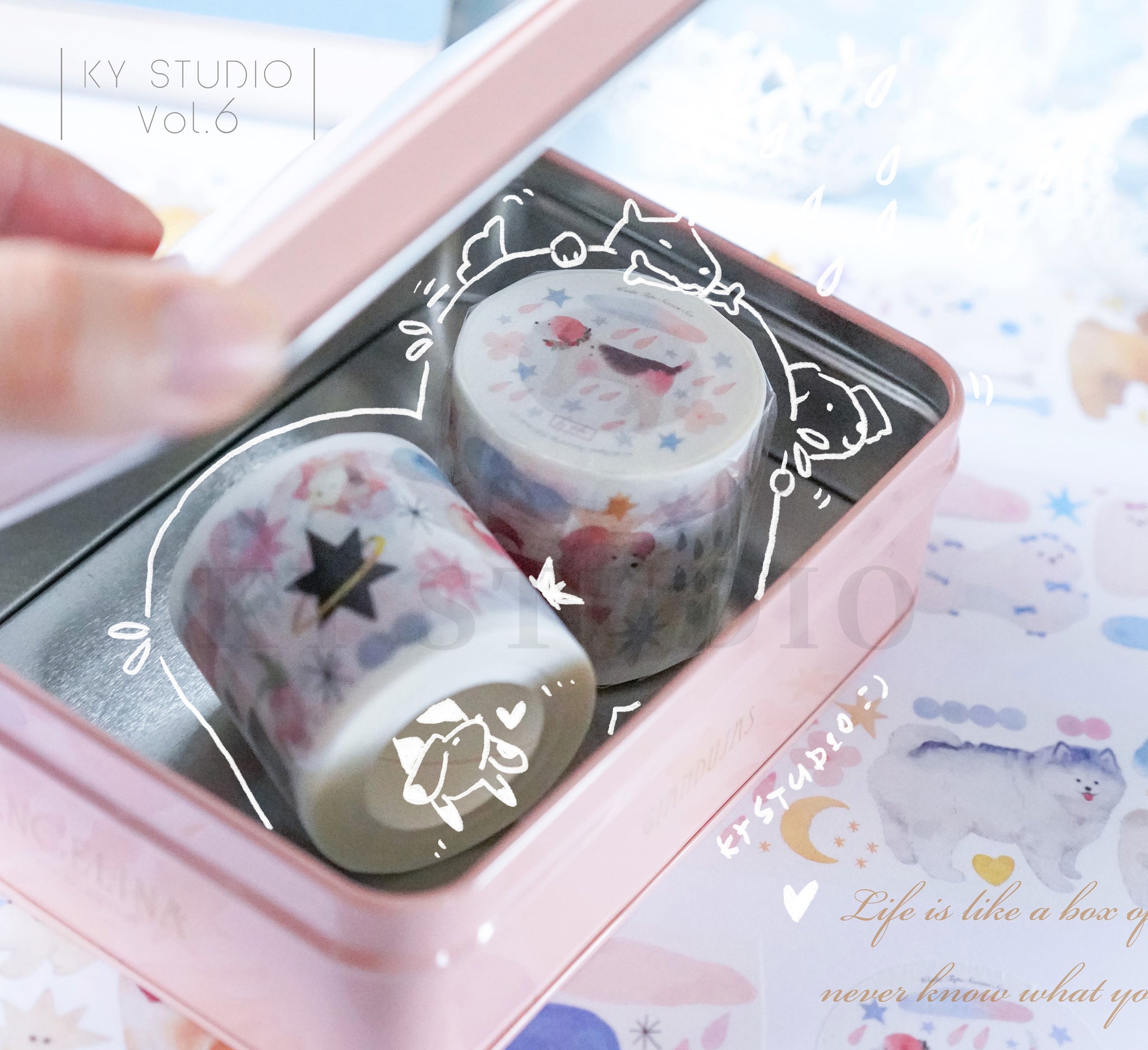 KY Studio Masking Tape: Cloud Fluff Dogs
