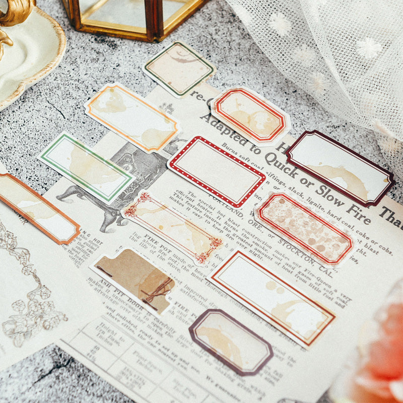 Coffee Stained Blank Label Stickers