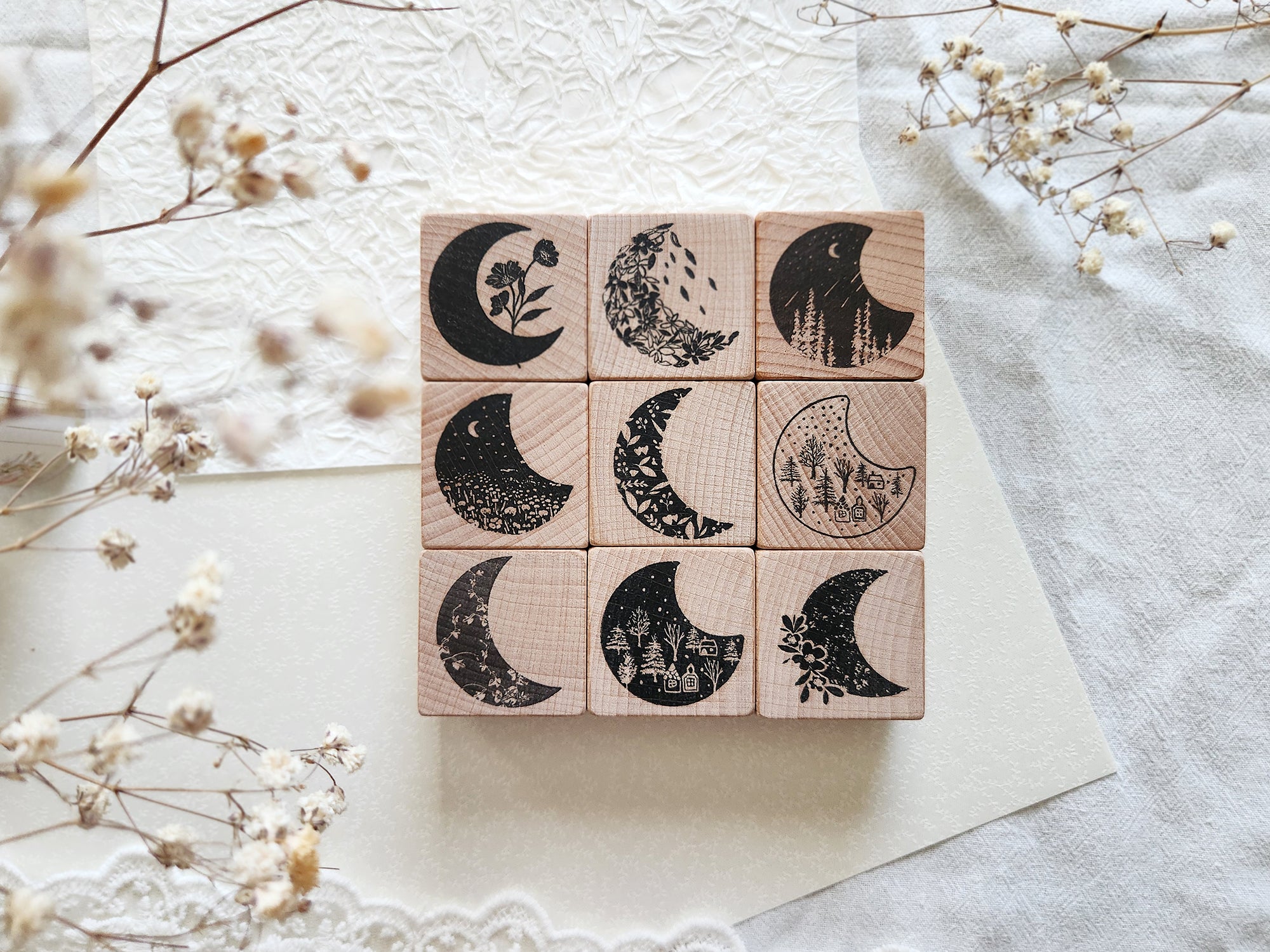 Cute Lemon Handmade Stamp: Moon Forest