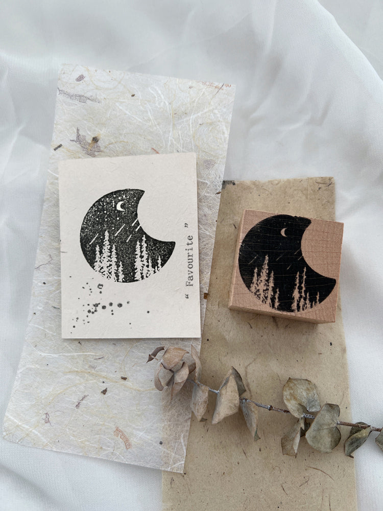 Cute Lemon Handmade Stamp: Moon Forest
