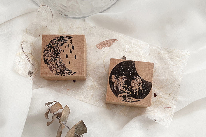 Cute Lemon Handmade Stamp: Moon Forest